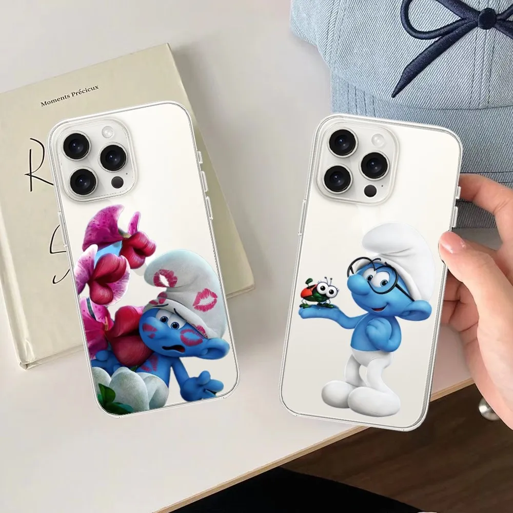 MINISO The S-Smurfs  Phone Case For Samsung  S23 S22 S21 S20 S10 FE Note20 10 Plus Ultra Lite 5G Clear Soft TPU Cover