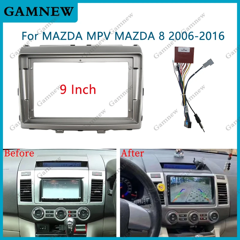 9 Inch Car Frame Fascia Adapter Android Radio Dash Fitting Panel Kit For MAZDA MPV MAZDA 8 2006-2016