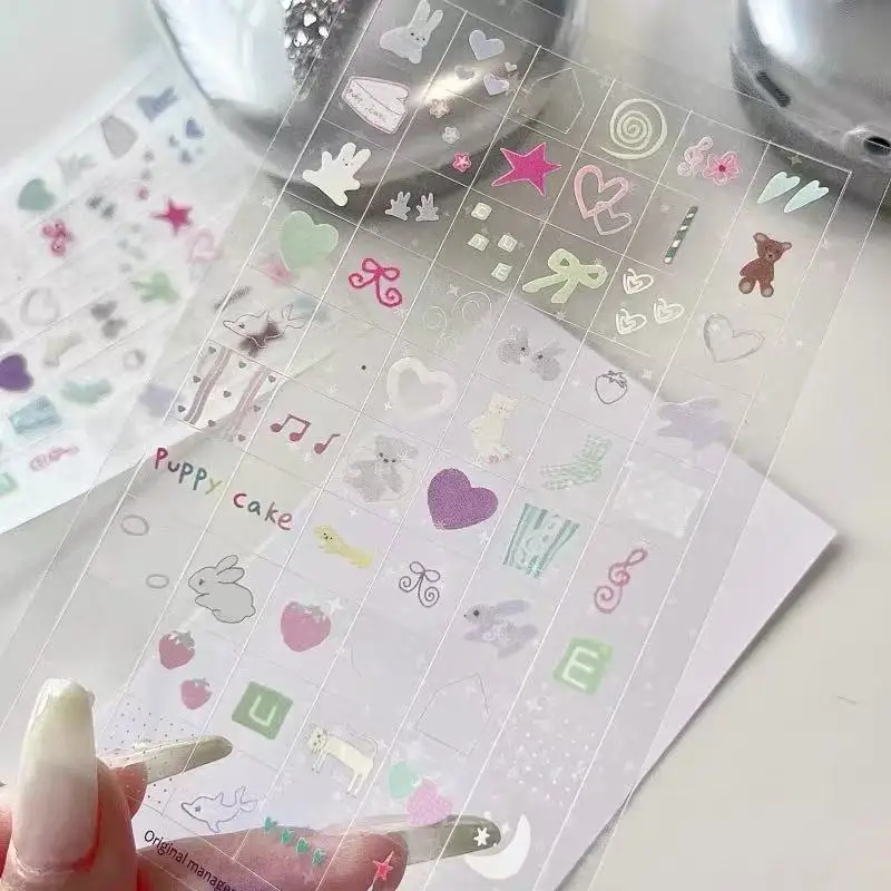 Double transparent small square material sticker