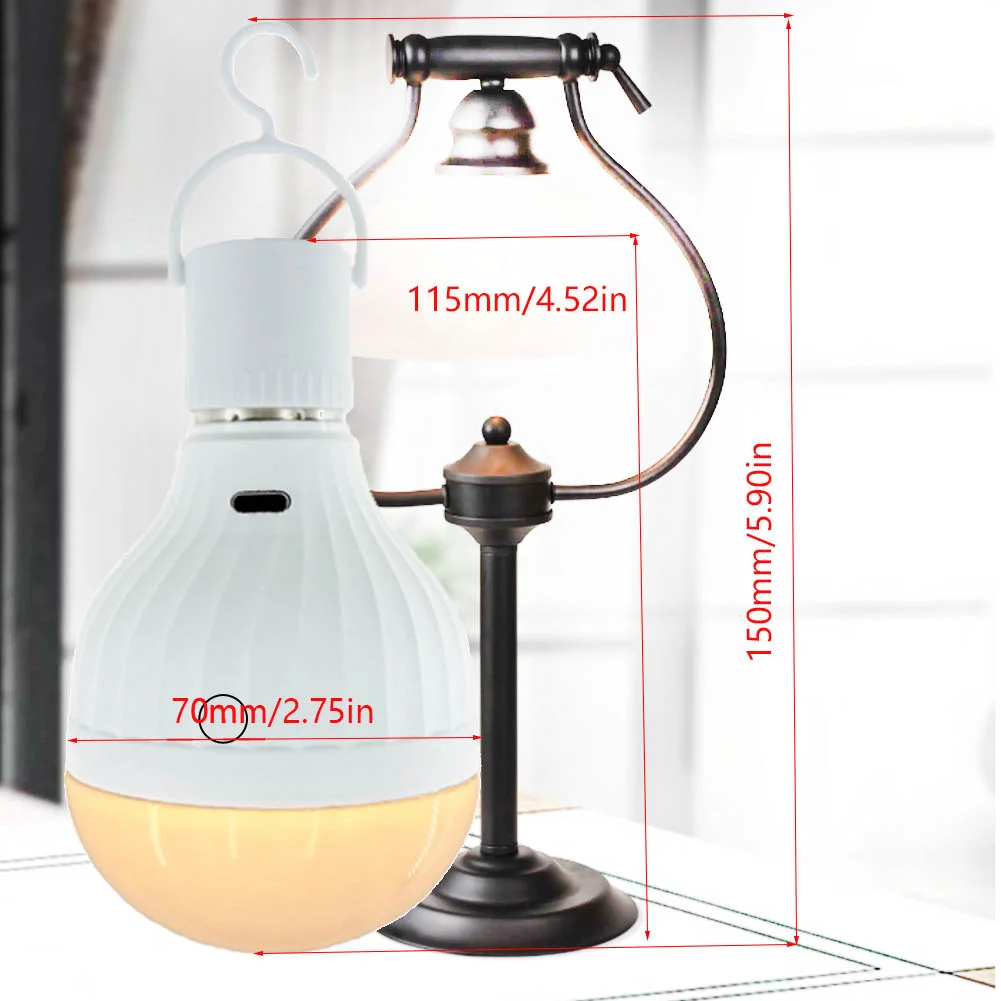 Bombillas de luz con Control remoto para el hogar, lámpara de emergencia portátil, regulable, recargable por USB, 2600mAh, E27, para acampar y exteriores