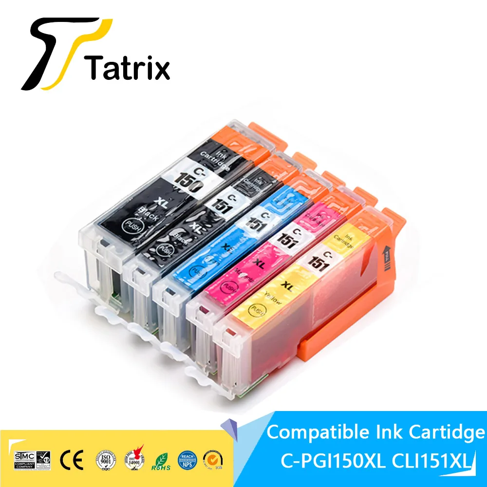 Tatrix PGI 150XL CLI 151 PGI150 CLI151 Premium Color Compatible Ink Cartridge for Canon PIXMA MG5410/MG5510/MG5610/MG6310/MG6410