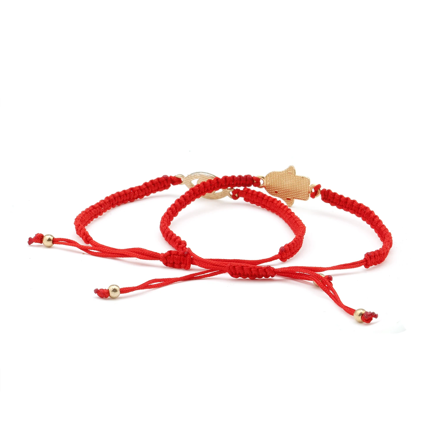 Zinc Alloy Rhinestone Crystal Hamsa Hand Of Fatima Nazar Evil Eye Charm Bracelet Women Red String Macrame Adjustable Jewelry Her