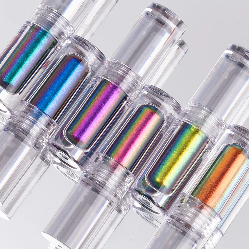 HNDO Small Tube Liquid Type Mirror Chrome Powder with Brush Inside for Professional Nail Art Decor Manicure Nail Glitter Pigment