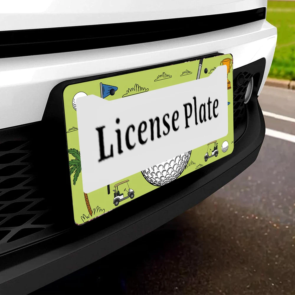 1 قطعة اللون الأخضر جولف موضوع 2 حفرة إطار لوحة الرخصة مادة الألومنيوم 6x12 بوصة مع طقم مسامير ربط الكرتون سيارة الديكور هدية