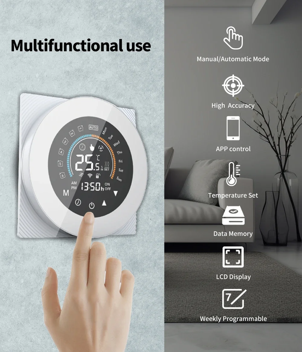 Tuya Smart Life Wifi Thermostat for Water Electric Floor Heating Gas Boiler Temperature Controller Works With Alexa,Google Home