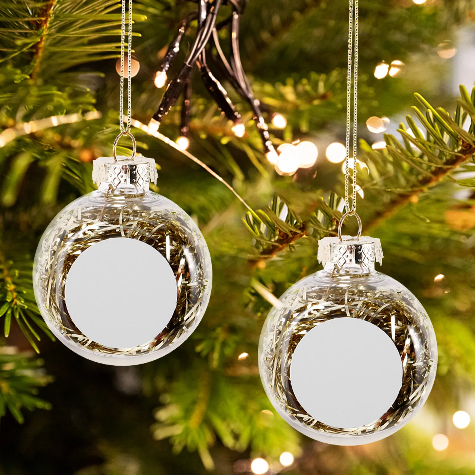 4Pcs Elegant Clear Shatterproof Christmas Ball Ornaments Hanging Decor for Tree Window Party Wedding Holiday DIY Craft Fillable