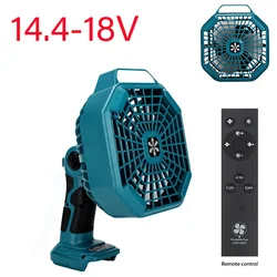 Outdoor Fan for Makita 14.4-18V Li-Ion Battery Multifunction Portable Camping Outdoor Fan Remote Control Fan with LED Lights