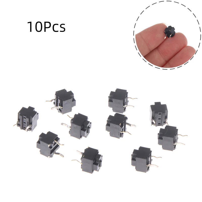 10Pcs Mouse Square Micro Switch Button EVQP0E07K Mouse Micro Switch Black Spots 6x6x7.45 Mouse Accessories