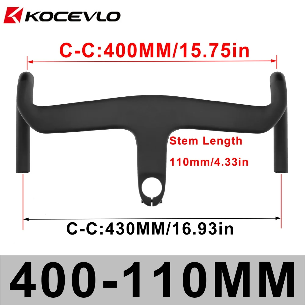 KOCEVLO Road AERO Carbon Integrierter Lenker für 28,6-mm-Gabel mit Abstandshaltern Radfahren Interne Kabel Road Barstem