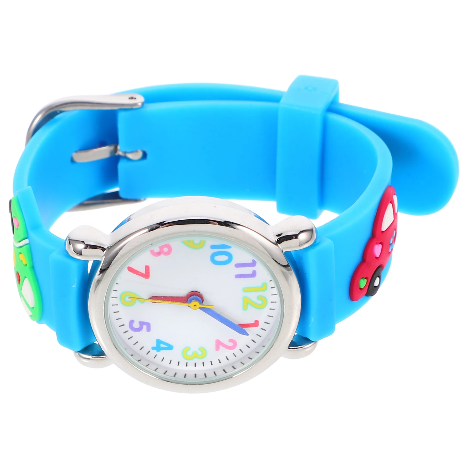 Kids Cartoon Watch Creative Vehicle Pattern Stylish Quartz Wristwatch Comfortable Adjustable Strap Birthday Gift for Toddlers