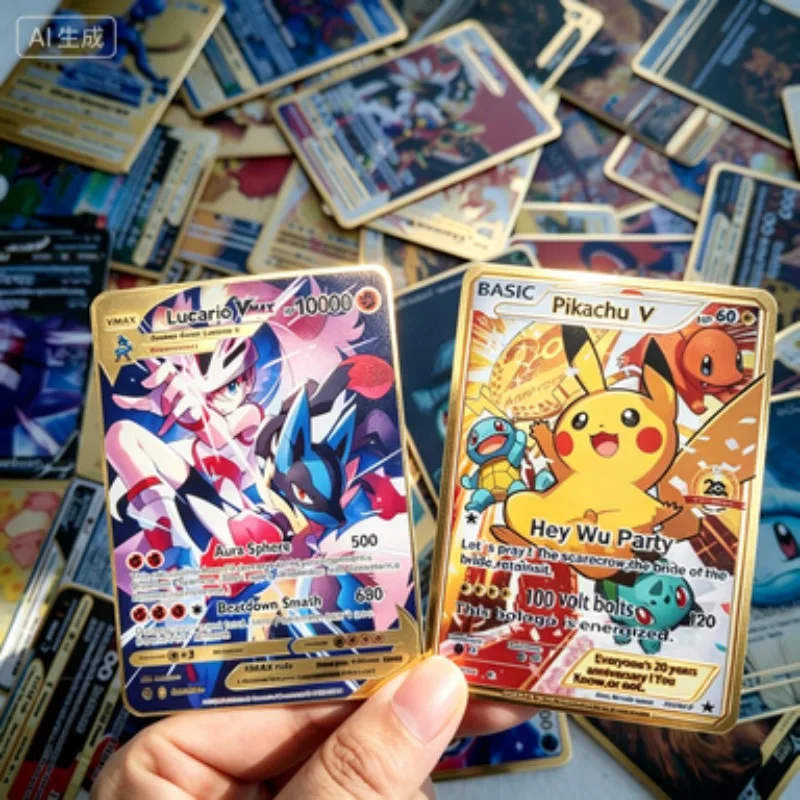 New Metal Card For Pokemon 10000 Points Arceus Charizard Super Card Golden English Mewtwo Vmax GX EX Anime Collection Card Gift