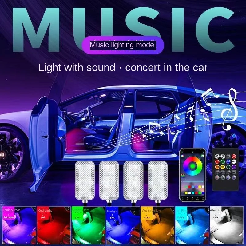 New Neon LED Car Interior Ambient Foot Strip Light Kit Accessories Backlight Remote App Music Control Auto RGB Decorative Lamps