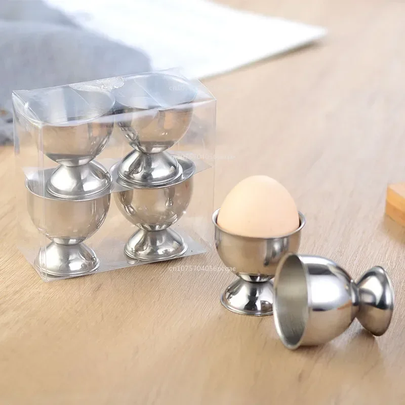 4pcs Stainless Steel Boiled Egg Cups Stand Rack Eggs Holder Kitchen Breakfast Cooking Tool Holder Cooking Tool Kitchen Gadgets