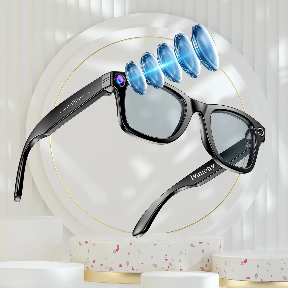 

Smart Camera Glasses 800W HD Dual Camera WIFI Image Transmission Noise Canceling Anti Shake Video Recording Smart Eyesglasses