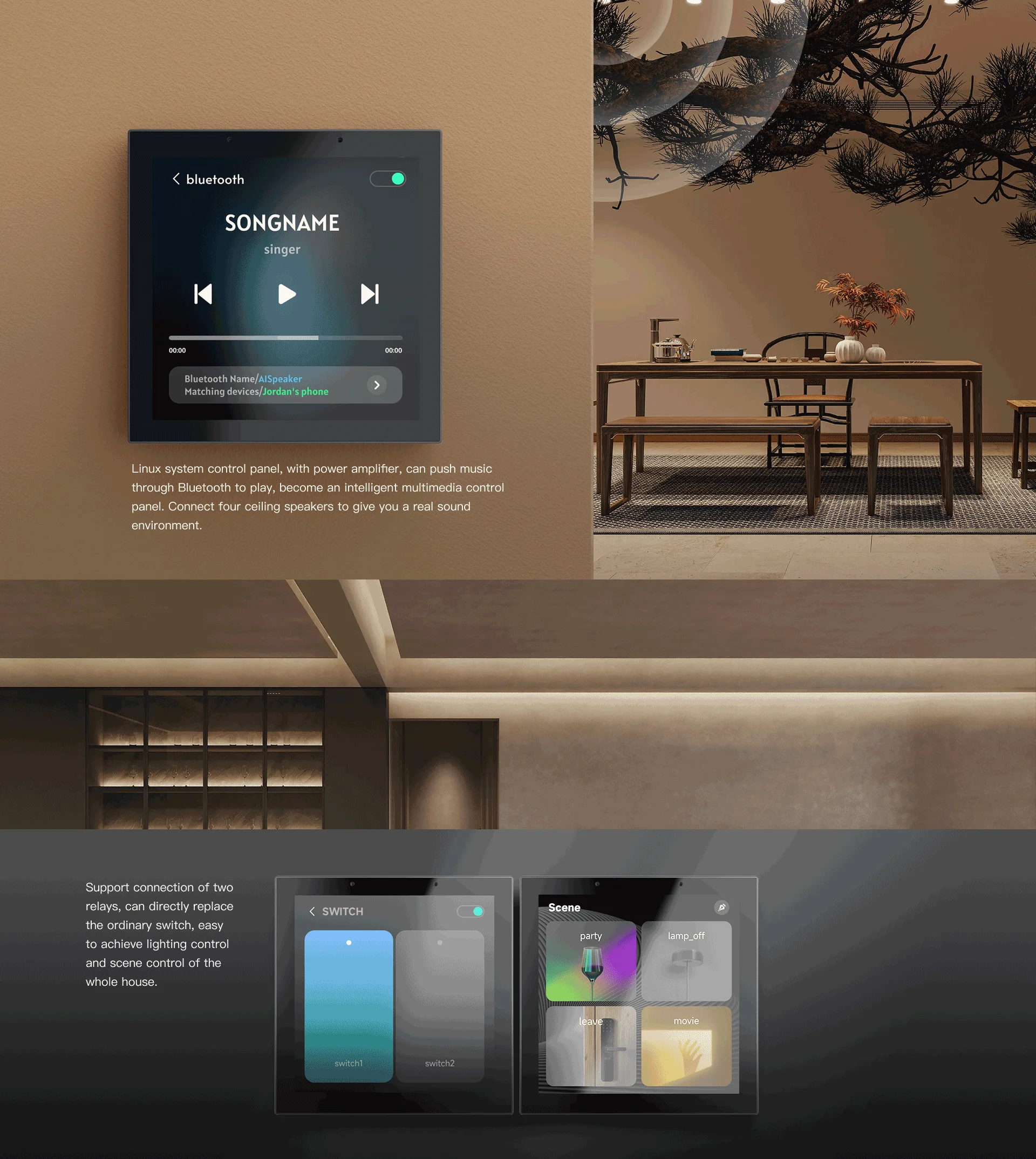 

4"tuya Gateway Wifi Smart Home Products & Devices Smart Touch Control Panel Android Home Automation Electric Smart Technology H9
