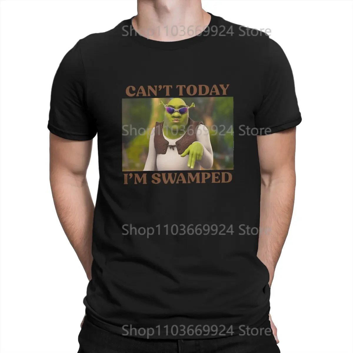 Can\'t Today I\'m Swamped Shrek Cartoon Movie T Shirt Punk O-Neck TShirt Polyester Clothing