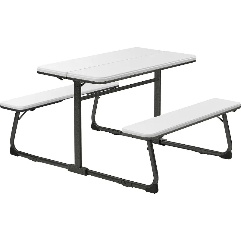 Folding Picnic Table with Benches, Portable Picnic Table Foldable, No Assembly, White