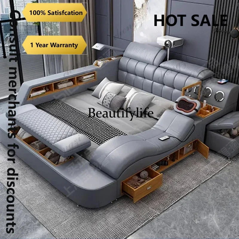 R134 Ergonomic Bedroom Bed Tatami Projectior Massage Chair Headboards Frame Storage Double Bed Japanese Muebles Unique Furniture