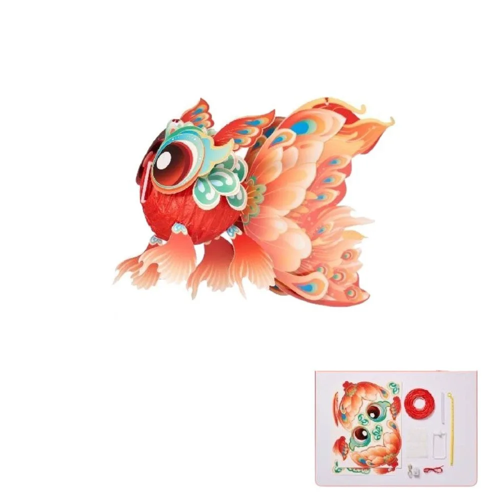 3D Middle Autumn Festival Lantern Fish Hand Made DIY Lantern Material Kit Chinese Style Paper Mid Autumn Lotus Lantern