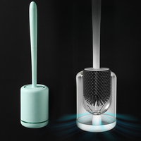 Toilet Brush Set Holder Nylon/ Silicone Bristle Creative Ground Satanding Holder Lavatory Brush Toilet Cleaning Tools