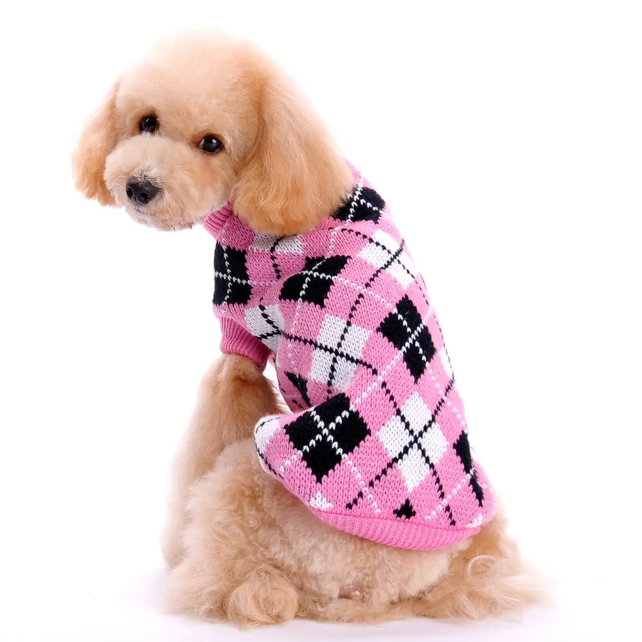 Dog Argyle Sweater Crochet Knitted for Doggie Puppy Cat Small ,Warm & Comfortable Dog Cold Weather Clothes