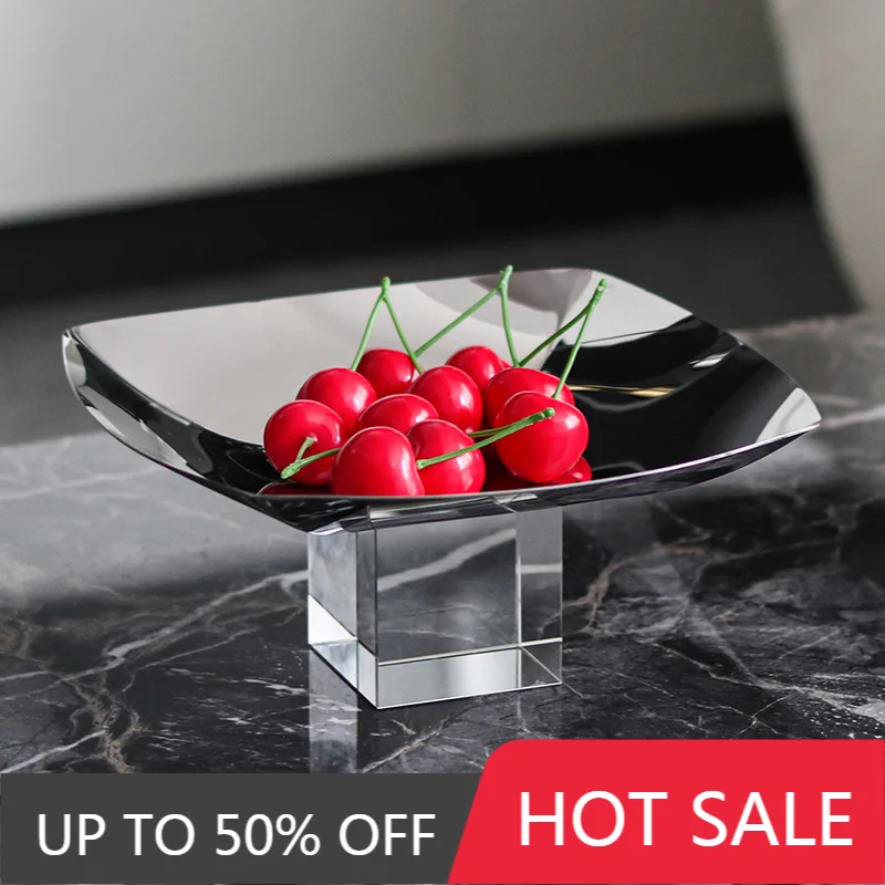 High Footed Crystal Pillar Base Fruit Tray Luxury Fruits Trays Decorative Fruit Plate Modern Fruits Plates Table Decoration