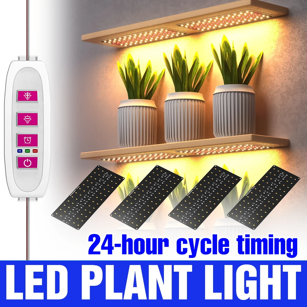 

5V Full Spectrum LED Plant Grow Light Quantum Board Seeding Vegs Fruit Fill Lamp USB Dimmable 8/12/16 Hour Timing Auto On/Off