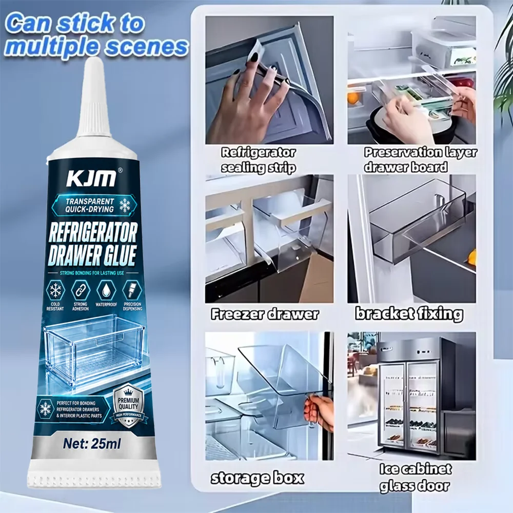 Cold Resistant Waterproof Fridge Drawer Seal Repair Glue Strong Adhesive for Refrigerator Freezer Plastic Glass Household Use