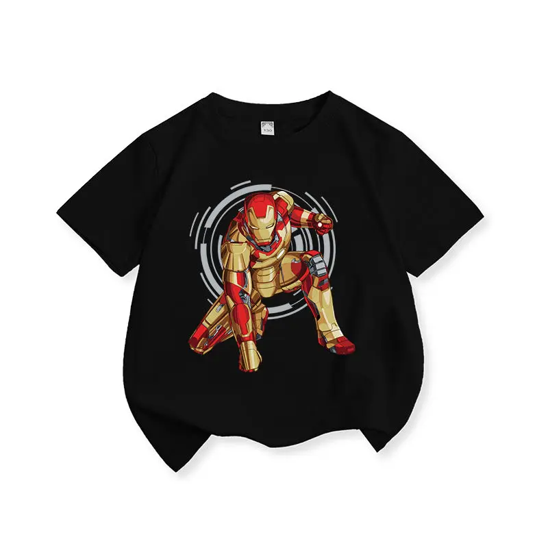 Marvel Boy Iron Man Short Sleeve T-shirt 2024 new cotton Boy Spider-Man clothes Summer kids cartoon kids wear