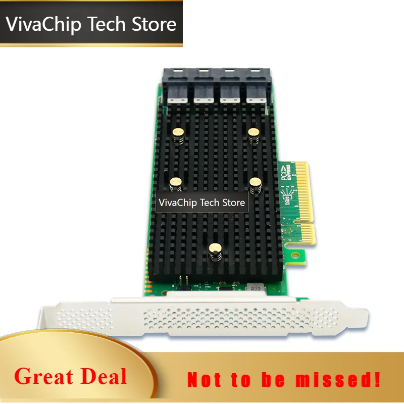 VivaChip TechPCIe 3.1 x8 to 16 Port SAS/SATA/NVMe tri-mode HBA Expansion Card Based on LSI SAS3416 chip-SAS3416-16I