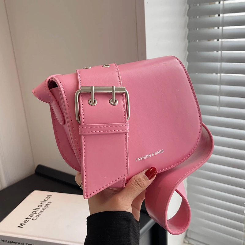 High Quality Women Crossbody Bag Wide Shoulder Strap Solid Pu Leather Female Shoulder Bag Summer Simple All-Matched Ladies Bags