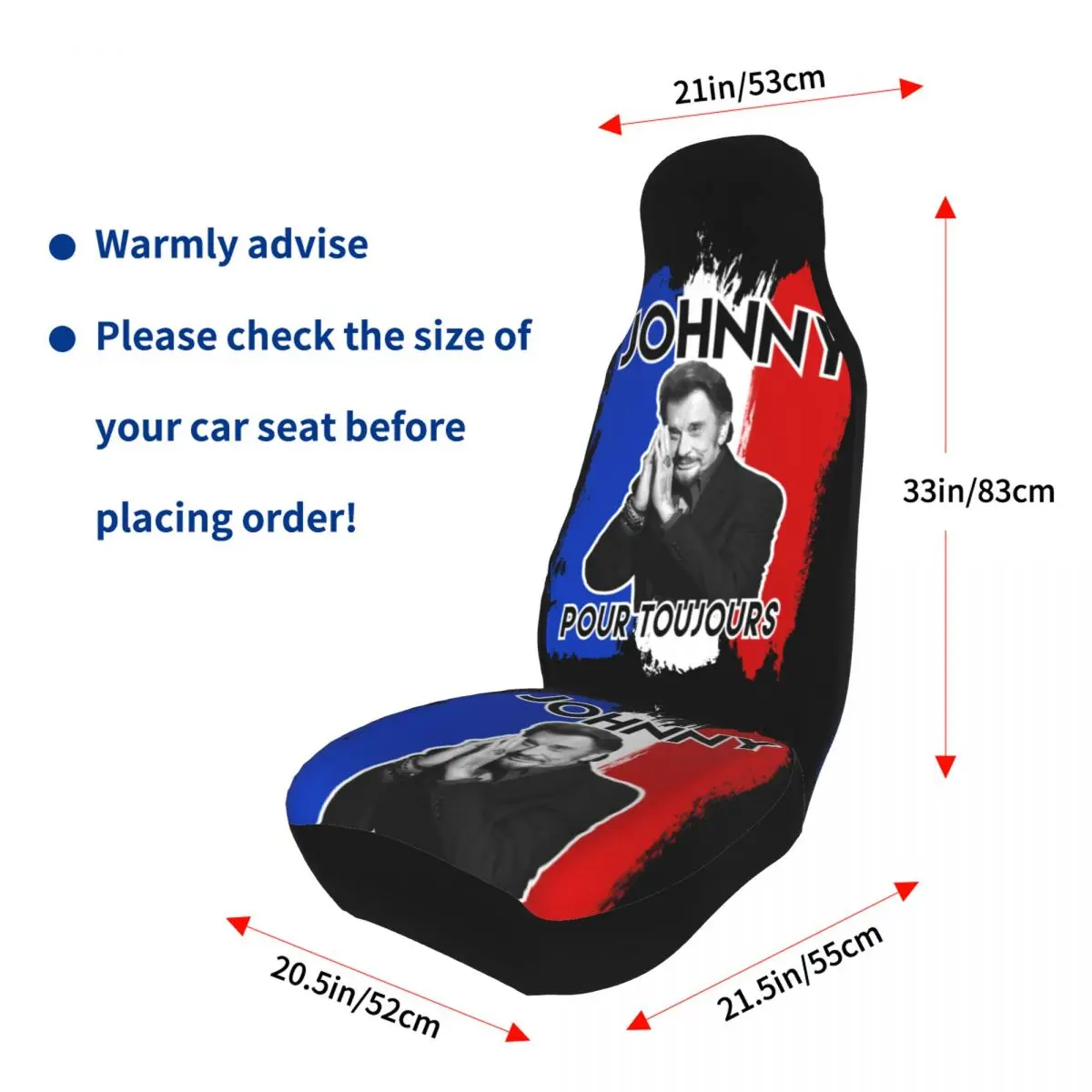 Johnny Hallyday Forever Universal Car Seat Cover Off-Road Travel Rock Music Seat Covers Fiber Hunting