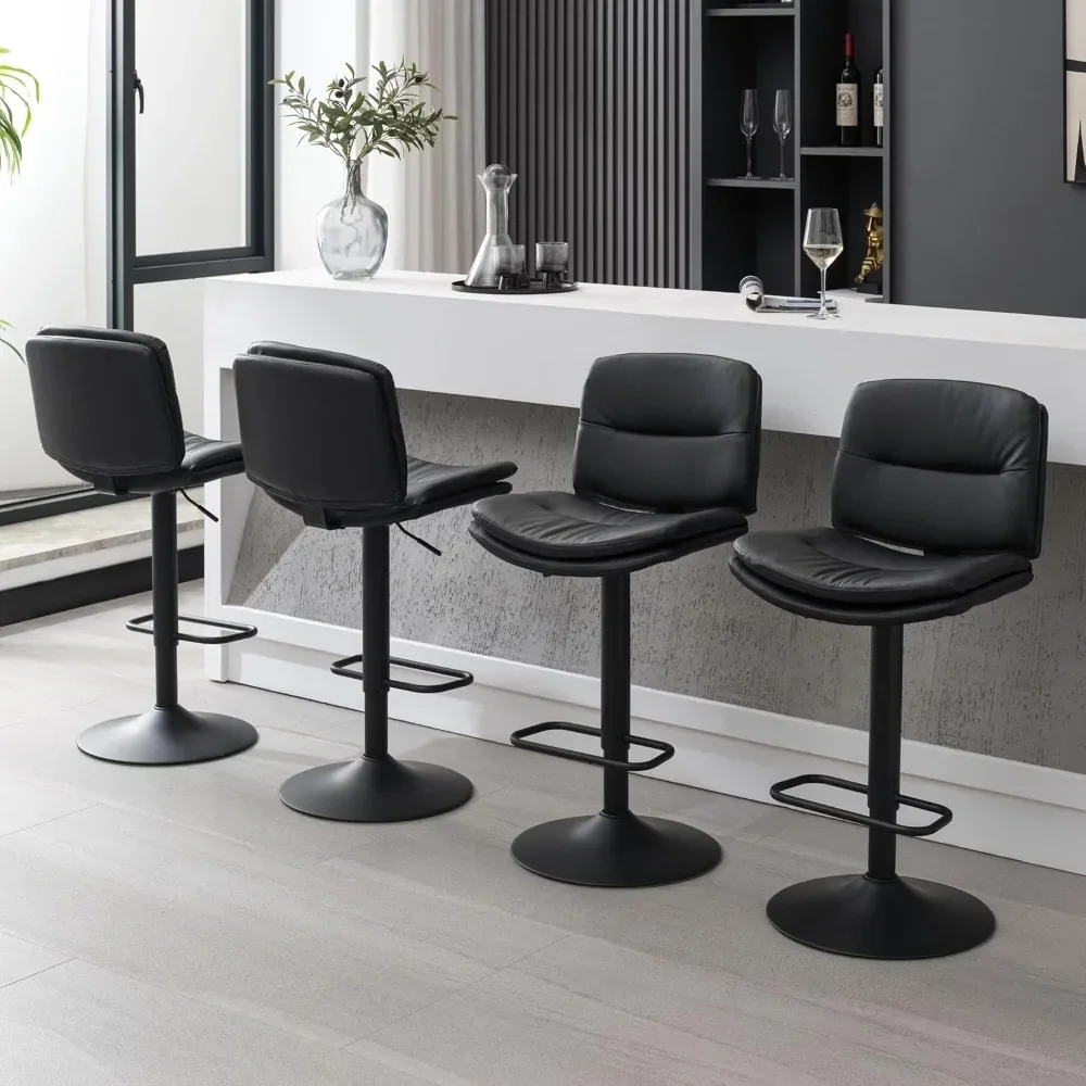 

Swivel Bar Stools Set of 4, Double-Layer Upholstered Counter Height Bar Stools with Back, Adjustable Bar Stool 24"-32"