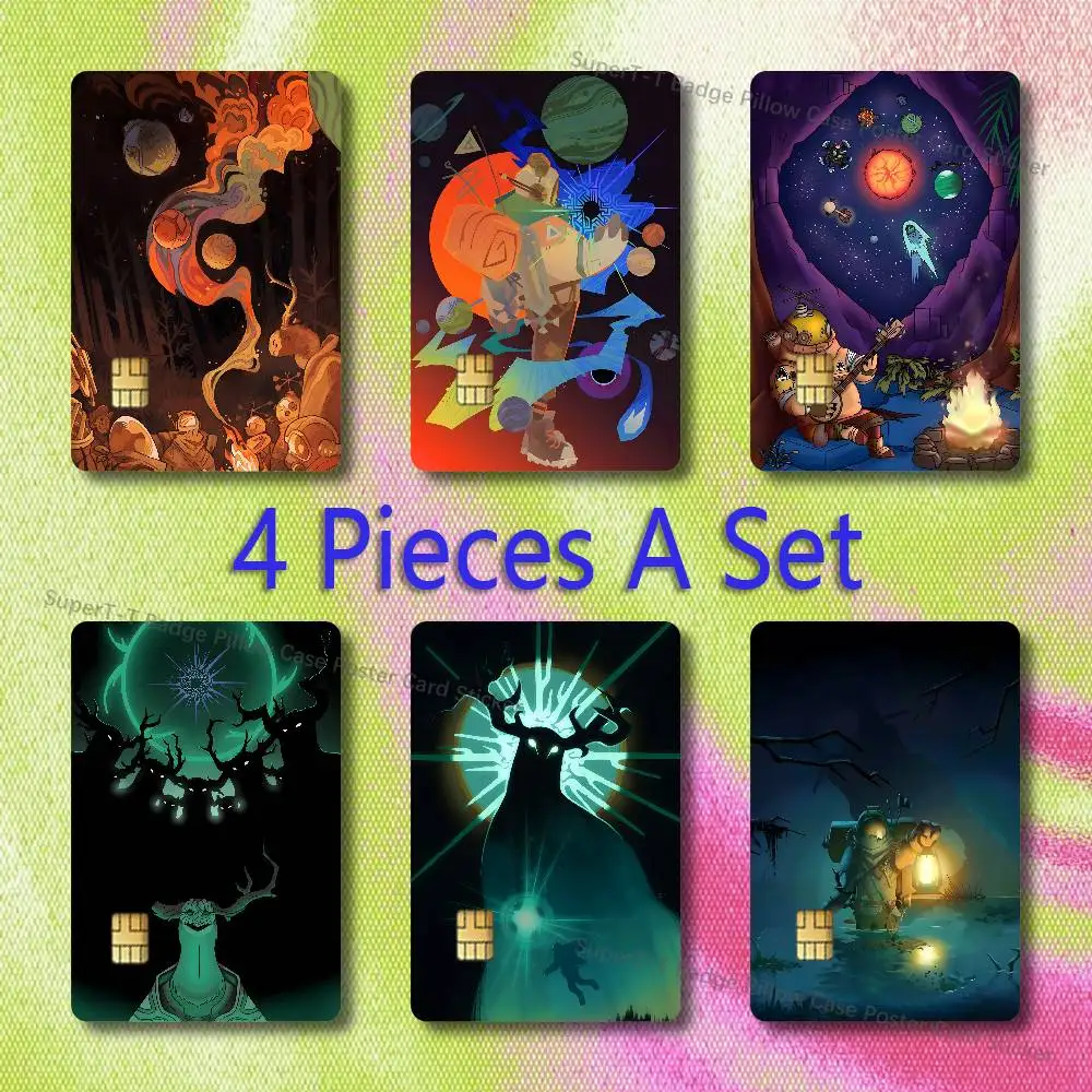O-Outer Wilds Space Credit Card Skin Stickers for VISA JCB Mastercard and Other IC Bank Card Decoration Protect