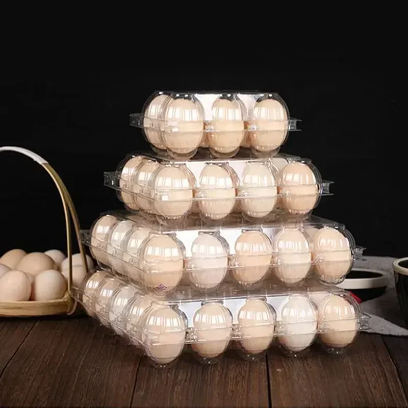 20pcs Disposable Plastic Egg Box Transparent Thick Anti Drop Pressure Anti Egg Tray Medium Protection Packaging Boxes