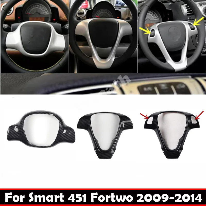 Für Smart Brabus 451 Fortwo 2009-2014 ABS Auto-Lenkrad Carbon-Stil Innenraum-Modifikationen Lenkradabdeckung 6 Farben