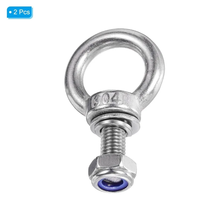 Bullone a occhiello per spalla di sollevamento M10 x 25 mm 2 pezzi Anello di sollevamento in acciaio inossidabile 304 Bullone filettato con dadi Washe per appendere amaca