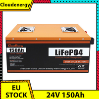 Cloudenergy 24V 150Ah LiFePO4 Battery Pack Backup Power, 3840Wh Energy, 6000+ Cycles, 100A BMS, Support in Series/Parallel