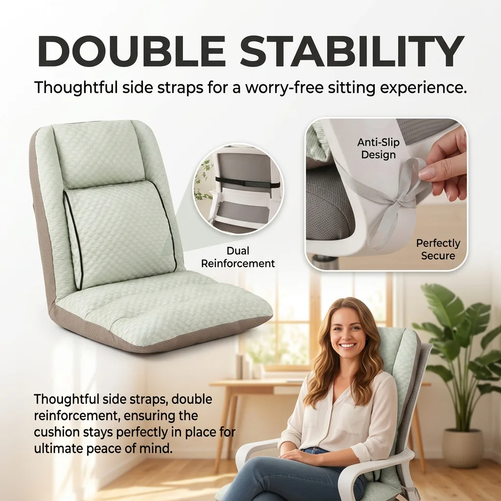 Summer Ice Bean Cooling Seat Cushion with Lumbar Back Support, 85 x 45 x 8 cm One-Piece Breathable Chair Pad with Anti-Slip