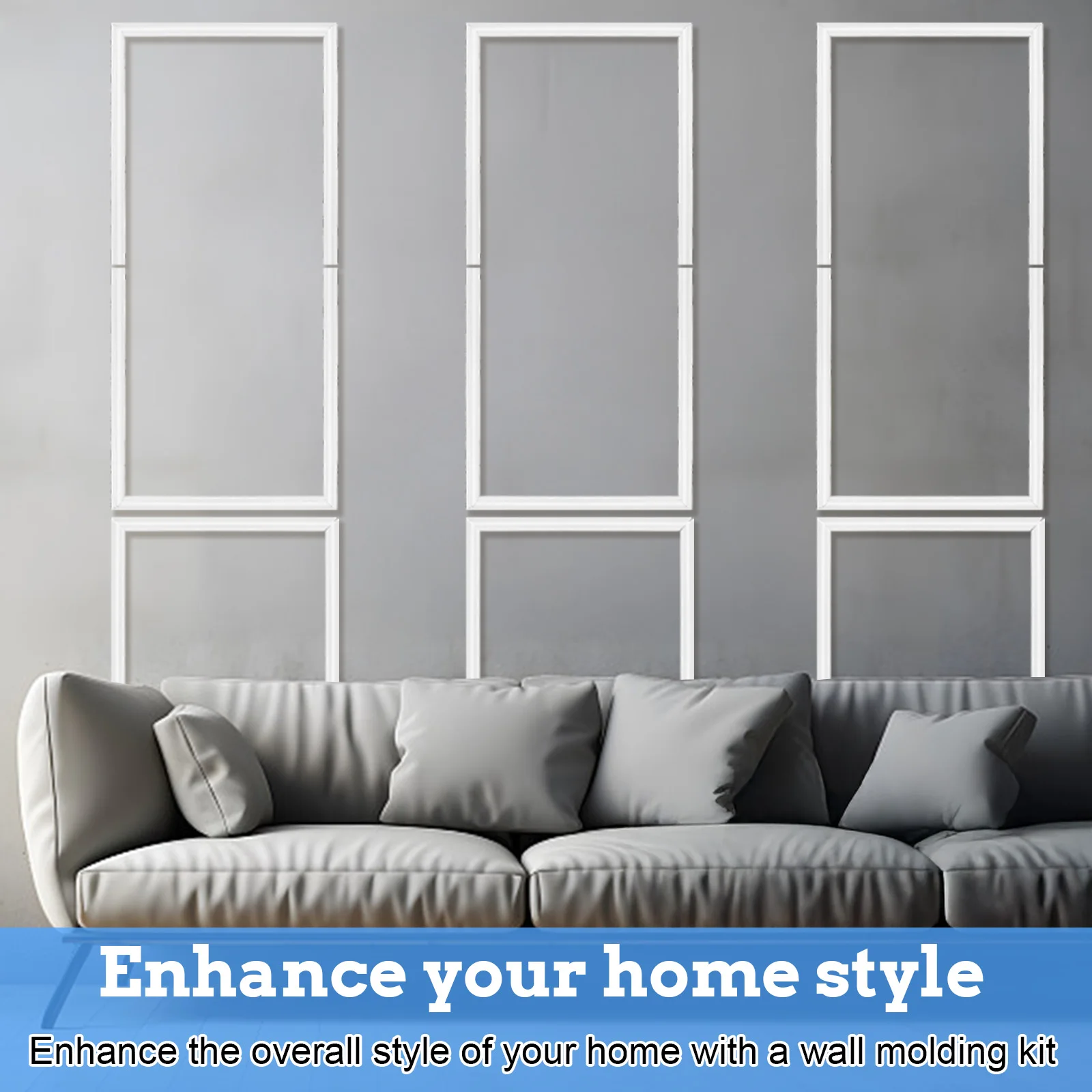 4 Set Peel And Stick Wall Molding Kit,Pre-Cut Wall Molding Wainscoting Panels For Walls Accent Moldings Peel And Stick Panel Dec