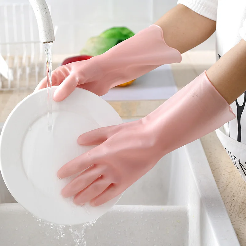 Female Waterproof Rubber Latex Housework Chores Dishwashing Tools  Gloves Kitchen Durable Cleaning