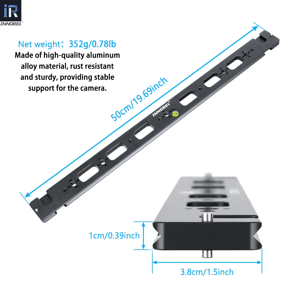 INNOREL RS50 50cm All Aluminum Alloy Dual Dovetail Quick Release Extender Rail Sliding Arca Plate for Camera Tripod Ballhead - view 5