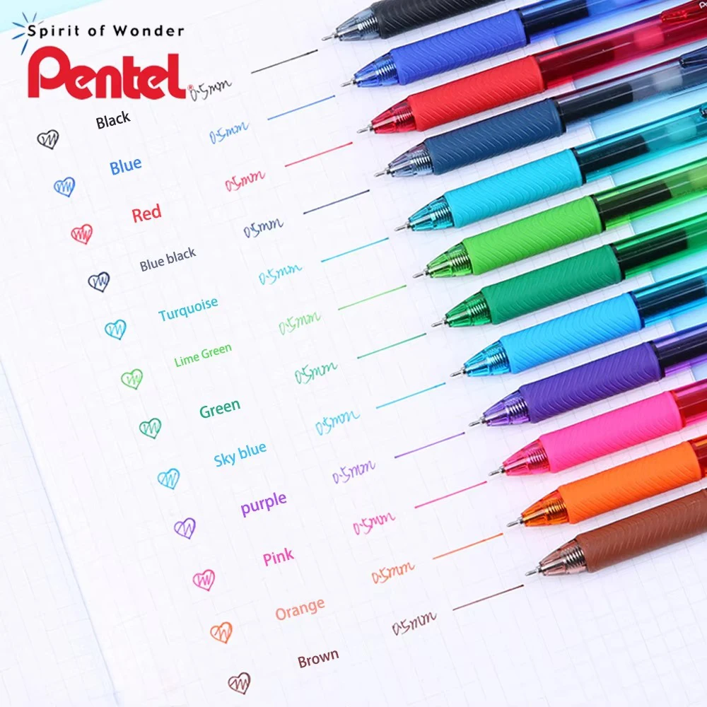 12/24PCS Japan Pentel BLN105 Gel Pen Needle Tube Type Press Pen 0.5mm Smooth and Quick-Drying School Stationery Cute Pens