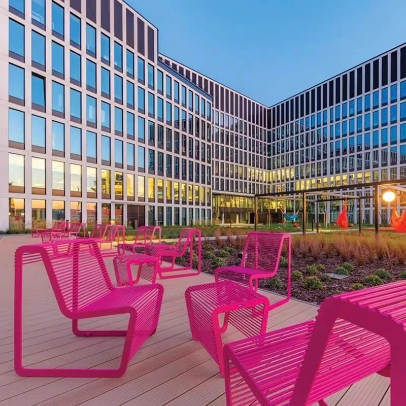 

Square community double backrest long stool, outdoor milk tea shop