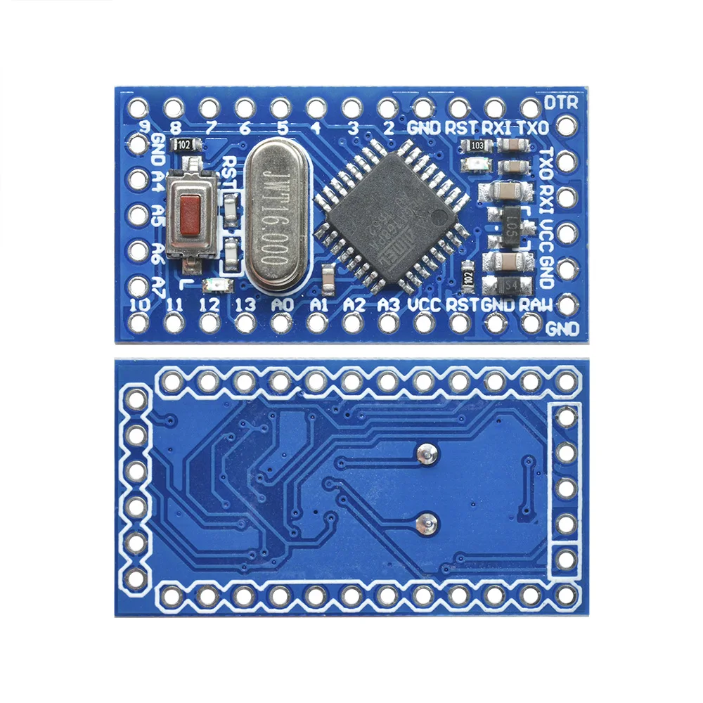 มินิ 5V ปลั๊กอินคริสตัล Oscillator ATMEGA168 บอร์ดควบคุมสีฟ้าบอร์ดพัฒนาโมดูลนาโนที่เข้ากันได้