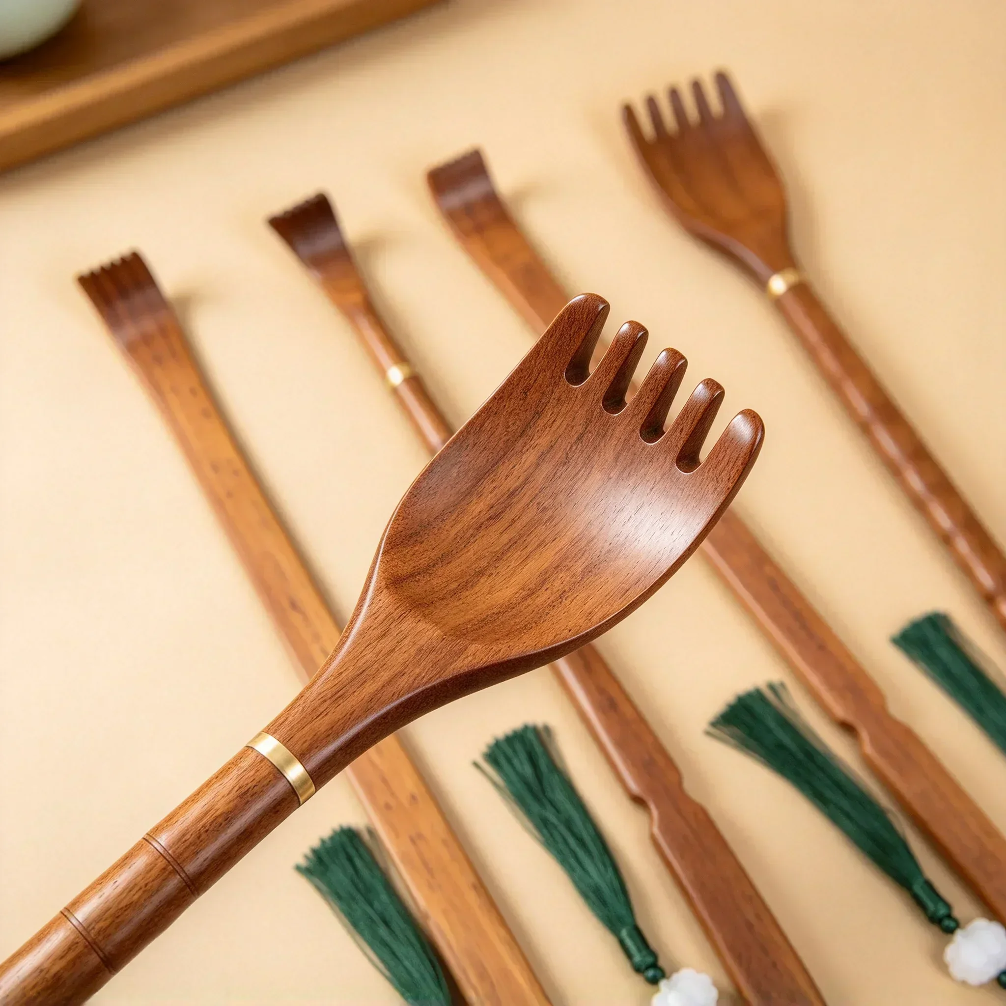 1PC Palisander Wood Back Scratcher Multifunctional Self Help Itch Remover Solid Wood Comfortable Back Massage Tool Body Massager