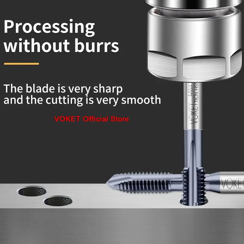 VOKET HSSE-M35 JIS Standard With TICN Spiral Pointed Tap M2 M2.5 M3 M4 M5 M6 M8 M10 M12 Metric Machine Screw Thread Taps