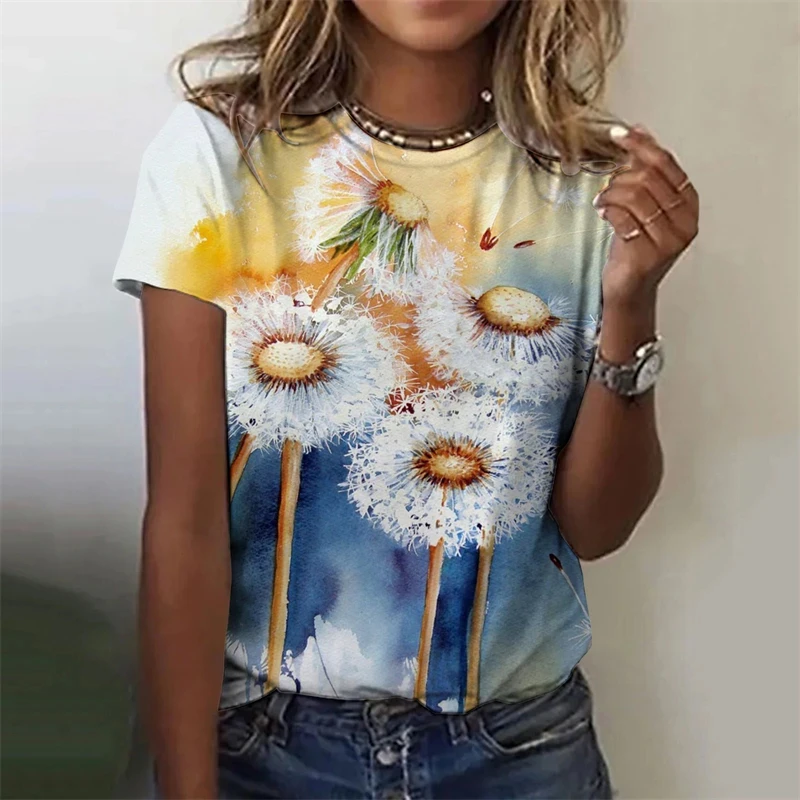 

Summer Harajuku New 3D Printing Flowers T Shirt Floral Graphic T-shirts Women Fashion Short Sleeves Girls Vintage Tee Shirts Tee