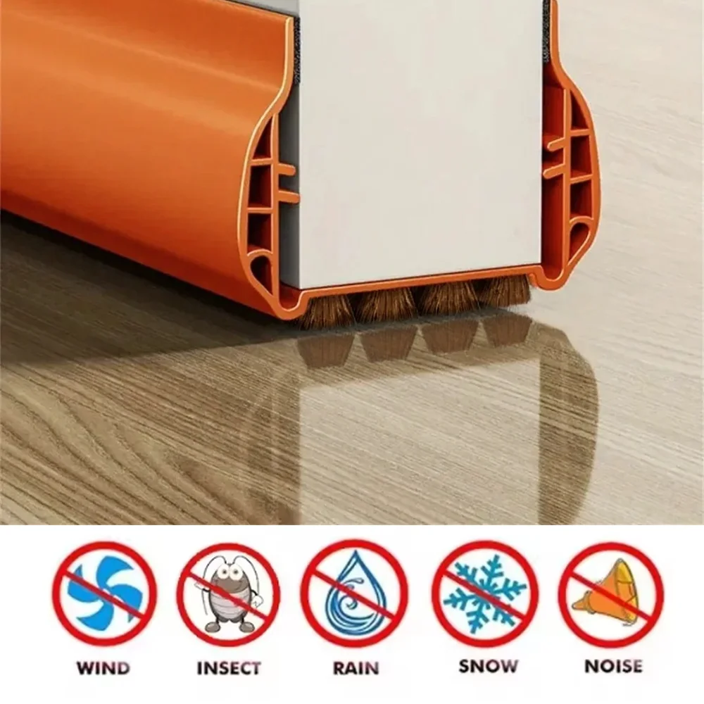 

Pvc Door Seal Draft Stopper With 4 Layer Brush Reduce Noise Insect Proof Dust Proof Sound Proof Weather Strip Bottom Gap Cover