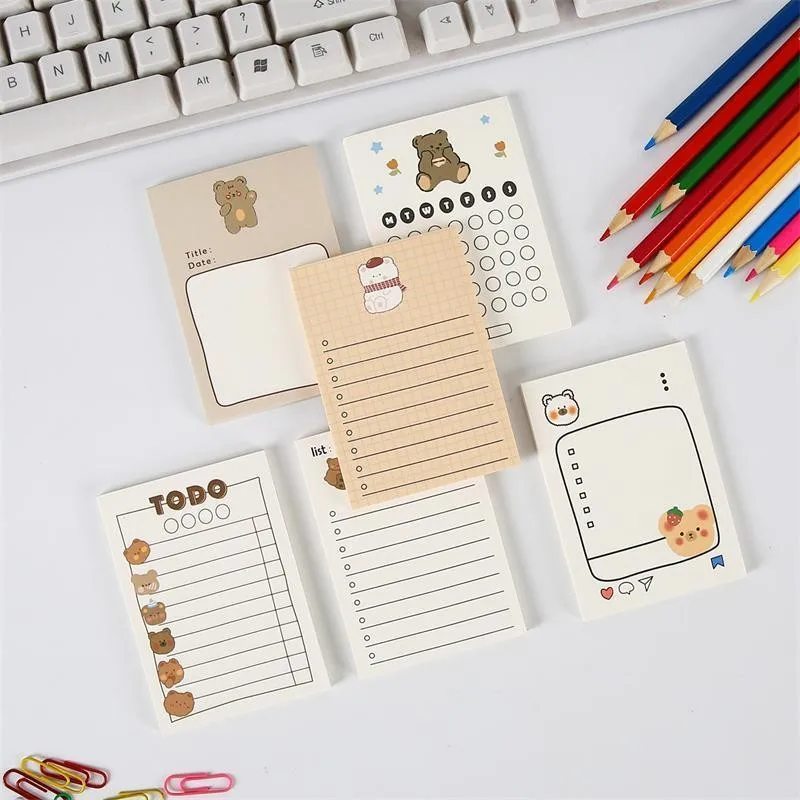 50 Sheets/book, Notepad Book Small Portable, Cute Bear Notepad Book ,Note Sticker Message Book,Sticky Note Paper Stationery